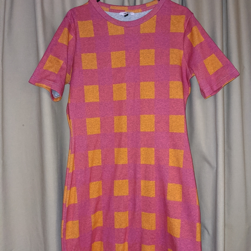 The Kit Orange and Pink Gingham Print Cara Dress, Size Large